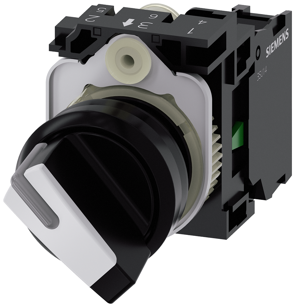 [Imagem INTERRUPTOR COM MANÍPULO ILUMINÁVEL 22MM REDONDO PLÁSTICO PRETO/BRANCO 3SU11002BF601BA0 SIEMENS]