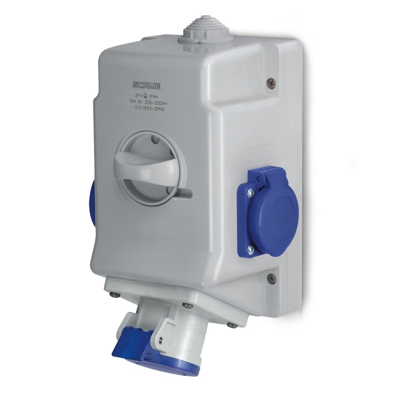 [Imagem do produto TOMADA DE PAREDE 16A 2P+T SEM FUSÍVEL ÍVEL 513.1653-2FNS SCAME]