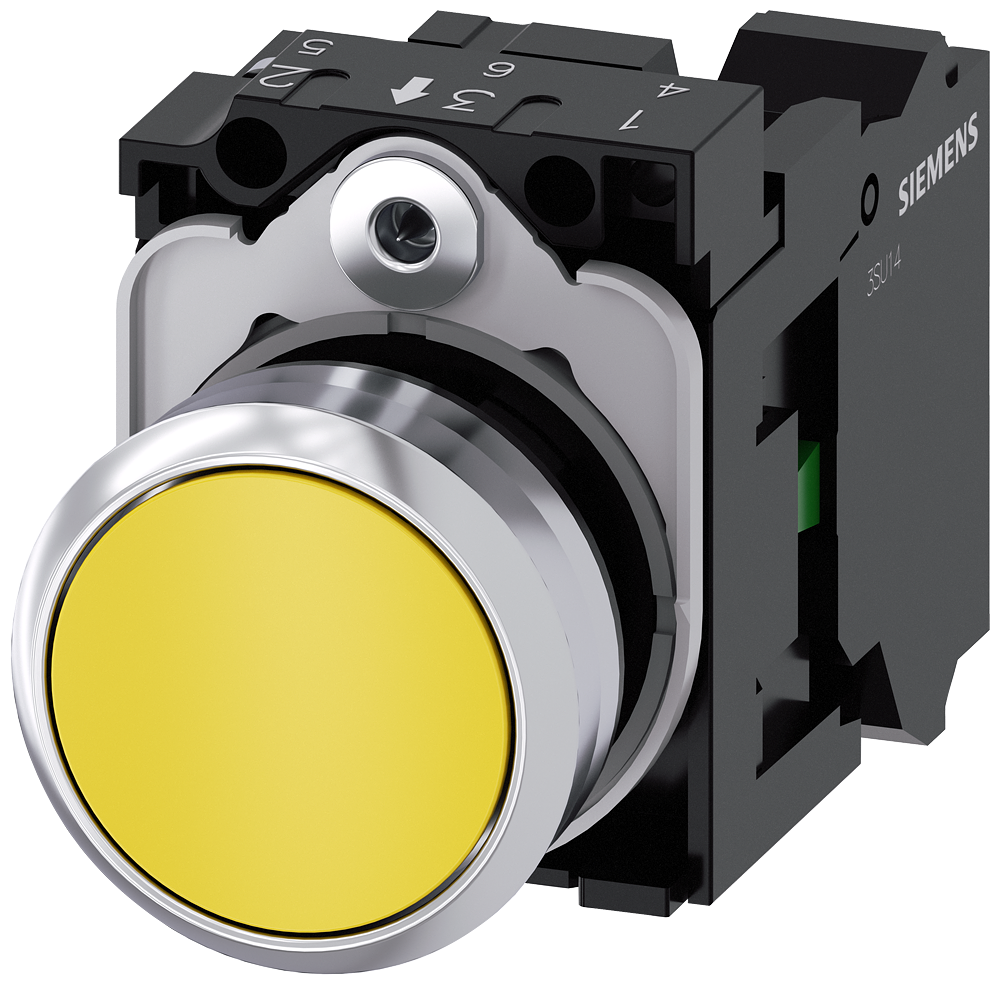 BOTÃO 22 MM REDONDO METAL DE ALTO BRILHO AMARELO BOTÃO DE PRESSÃO PLAN 3SU11500AB303BA0-ZY11 SIEMENS