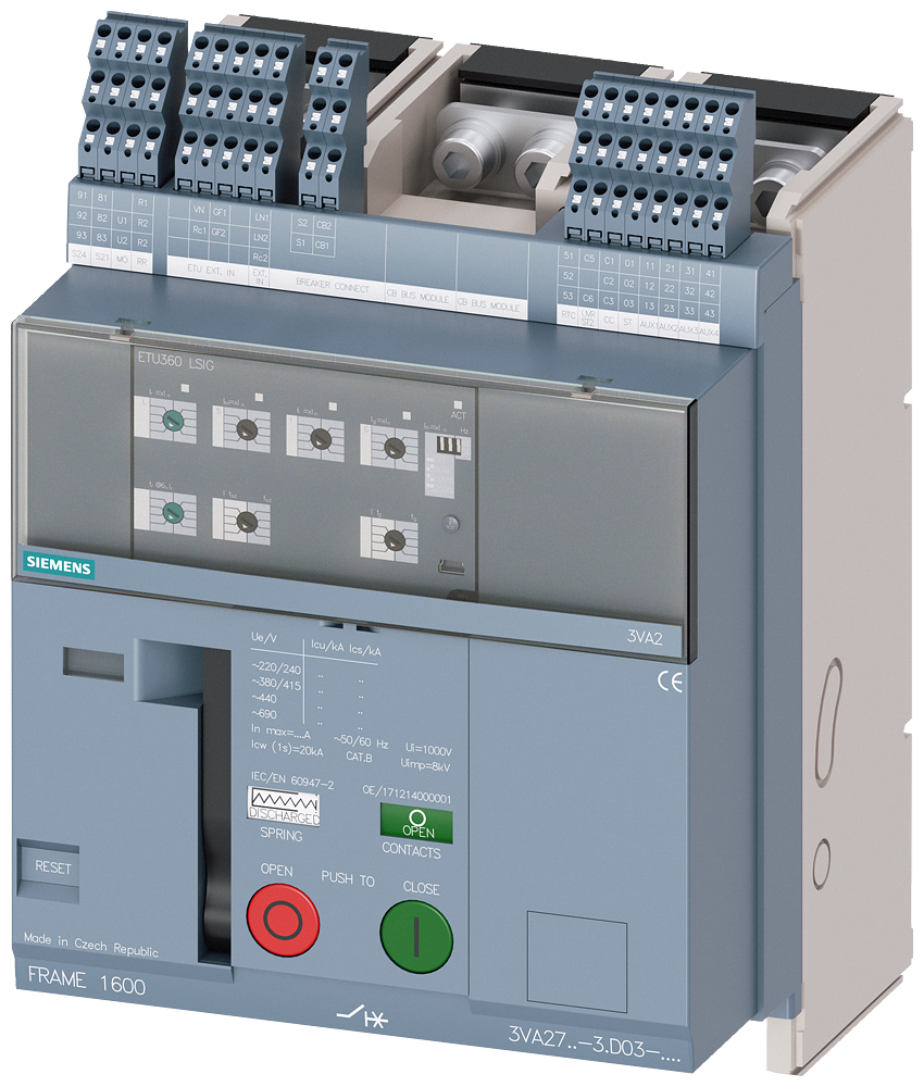[Imagem do produto DISJUNTOR 3P 800A 55KA 380V ETU360 LSIG 3VA27 3VA27801AD031AA1 SIEMENS]