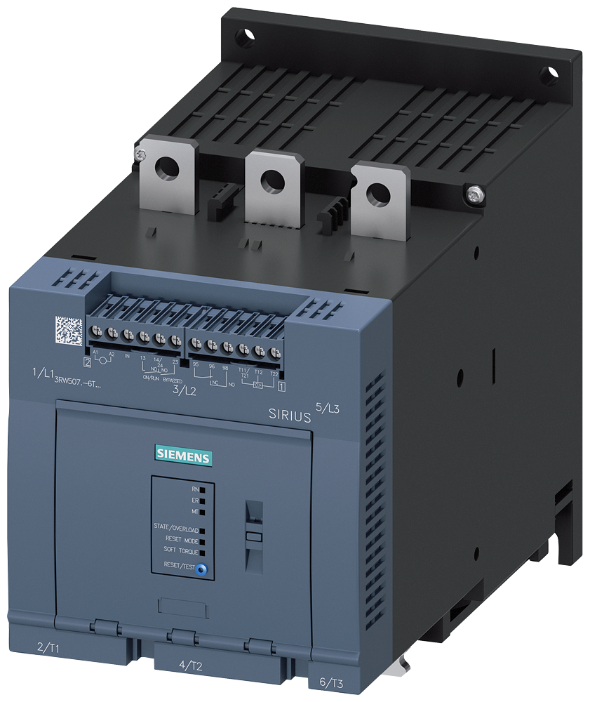 CHAVE DE PARTIDA SUAVE SIRIUS 200-600 V 570 A AC/DC 24 V TERMINAIS DE 3RW50776TB05 SIEMENS
