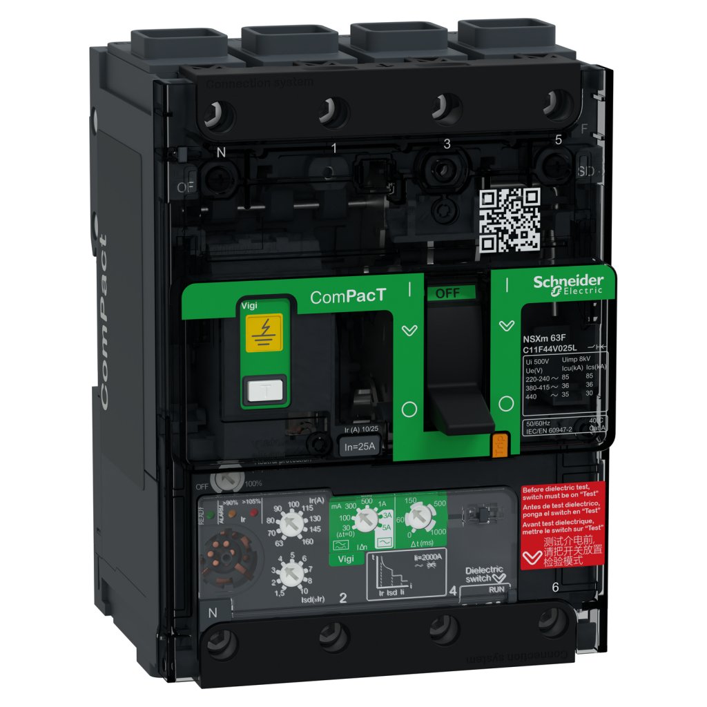 [Imagem do produto DISJUNTOR NSXM VIGI 36KA 25A 4P ELINK C11F44V025L SCHNEIDER]