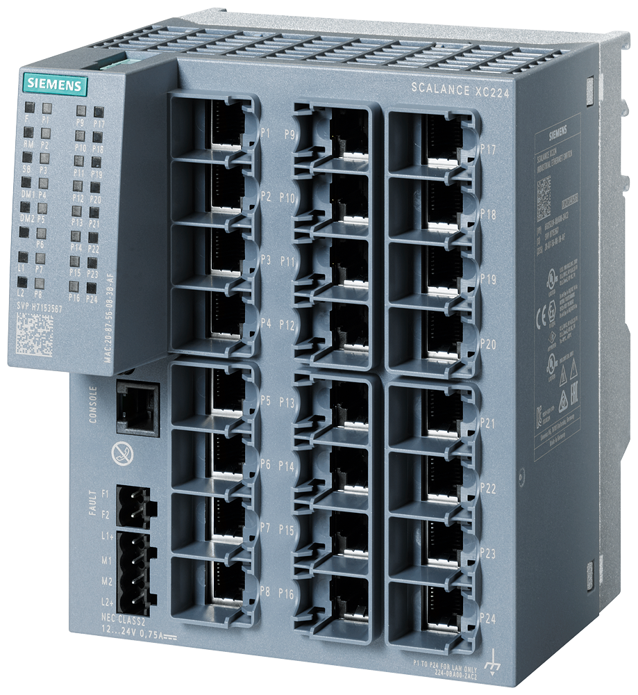 [Imagem SWITCH IE DE CAMADA 2 GERENCIÁVEL SCALANCE XC224 24 PORTAS 6GK52240BA002AC2 SIEMENS]