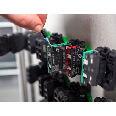 [Imagem BLOCO DE CONTATO LUMINOSO LED BRANCO CONECTOR POR MOLA 24VCA/CC ZBVB15 SCHNEIDER]