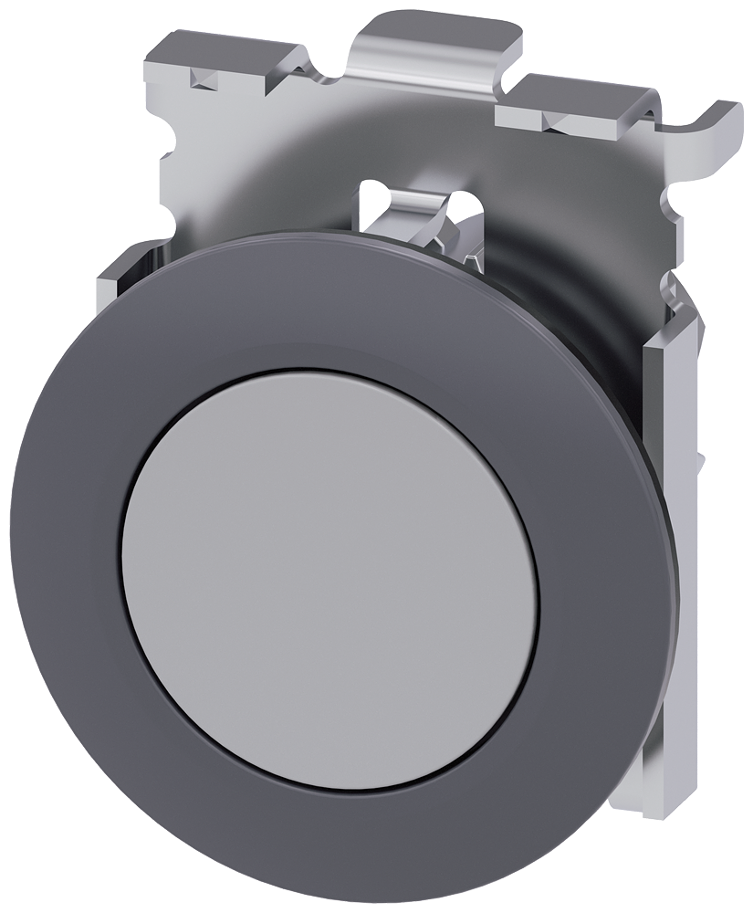 BOTÃO DE PRESSÃO 30 MM REDONDO METAL MATE CINZA ANEL FRONTAL PARA MONTA 3SU10600JB800AA0 SIEMENS