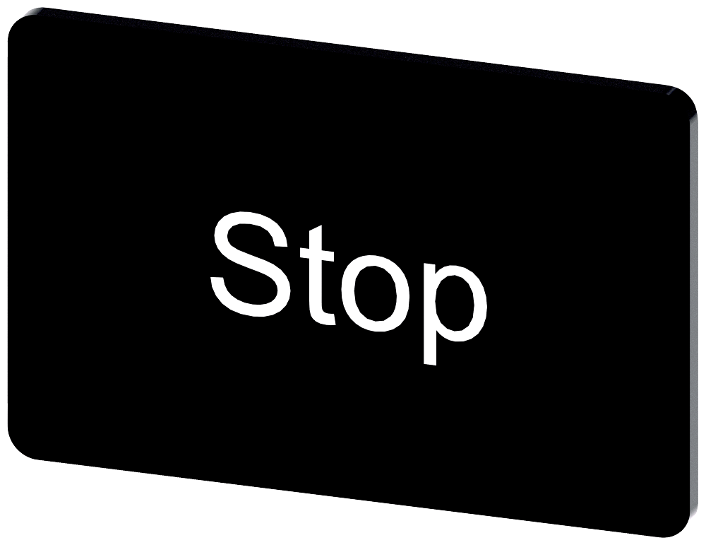 [Imagem do produto PLACA DE IDENTIFICAÇÃO 17,5X27MM, PLACA PRETO, INSCRIÇÃO: STOP 3SU19000AD160DS0 SIEMENS]