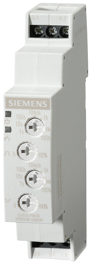 RELÉ DE TEMPO ELETRÔNICO PULSO 1W 7 FAIXAS TEMPORAIS 0,05S-100H 12-240V 7PV15581AW30 SIEMENS