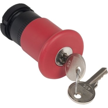 [Imagem CABEÇOTE PARA BOTÃO DE EMERGÊNCIA Ø22MM PLÁSTICO CHAVE PARA DESTRAVAR COGUMELO Ø40MM VERMELHO ZA2BS944 SCHNEIDER]