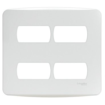 [Imagem PLACA 4X4 4 POSTOS COM SUPORTE BRANCA MILUZ S3B27540 SCHNEIDER]