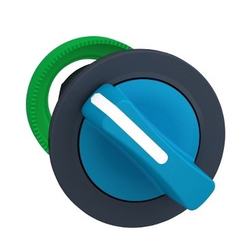 [Imagem CABEÇOTE PARA CHAVE SELETORA FACEADA Ø30MM PLÁSTICO 2 POSIÇÕES FIXAS MANOPLA CURTA AZUL ZB5FD206 SCHNEIDER]