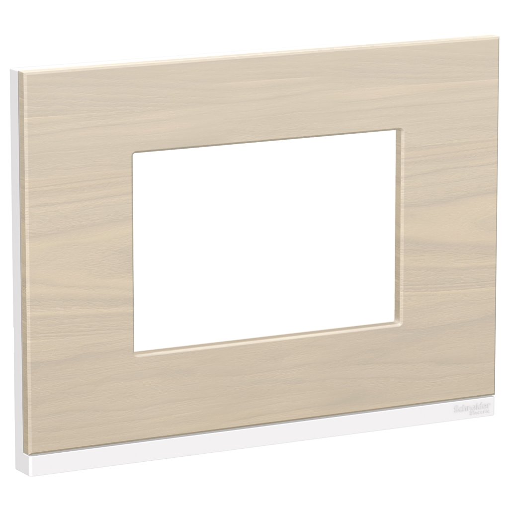 [Imagem PLACA+SUPORTE 4X2 3 POSTOS CLASS BR / NORDIC WOOD HORIZONTAL S73410382H9 SCHNEIDER]
