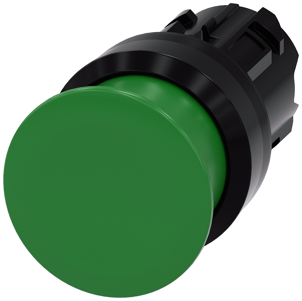 BOTÃO TIPO COGUMELO 22 MM REDONDO PLÁSTICO VERDE 30 MM RETORN 3SU10001AD400AA0-ZY10 SIEMENS