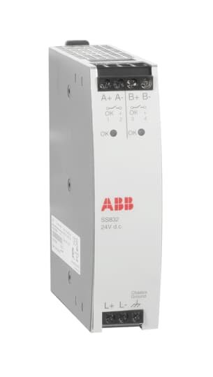 [Imagem POWER VOTING UNIT ENTRADA DC 24V DUAL 24V PARA SINGLE 24V 2X10A TRILHO DIN 3BSC610068R1 ABB]