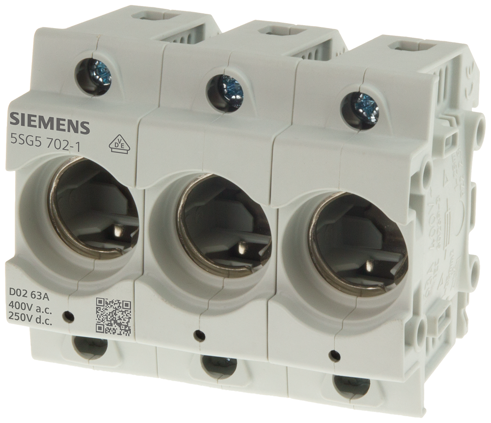 BASE DO FUSÍVEL NEOZED  D02 3 POLOS 63 A UN CA: 400 V UN CC: 250 V 5SG57021 SIEMENS