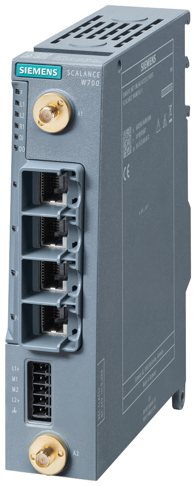 [Imagem CLIENTE IWLAN/PONTE WLAN, IP30, IEEE 802.11AX, 4XRJ45, 2XR-SMA, SOQ. ENCAIXE CLP 6GK57631AL003AA0 SIEMENS]