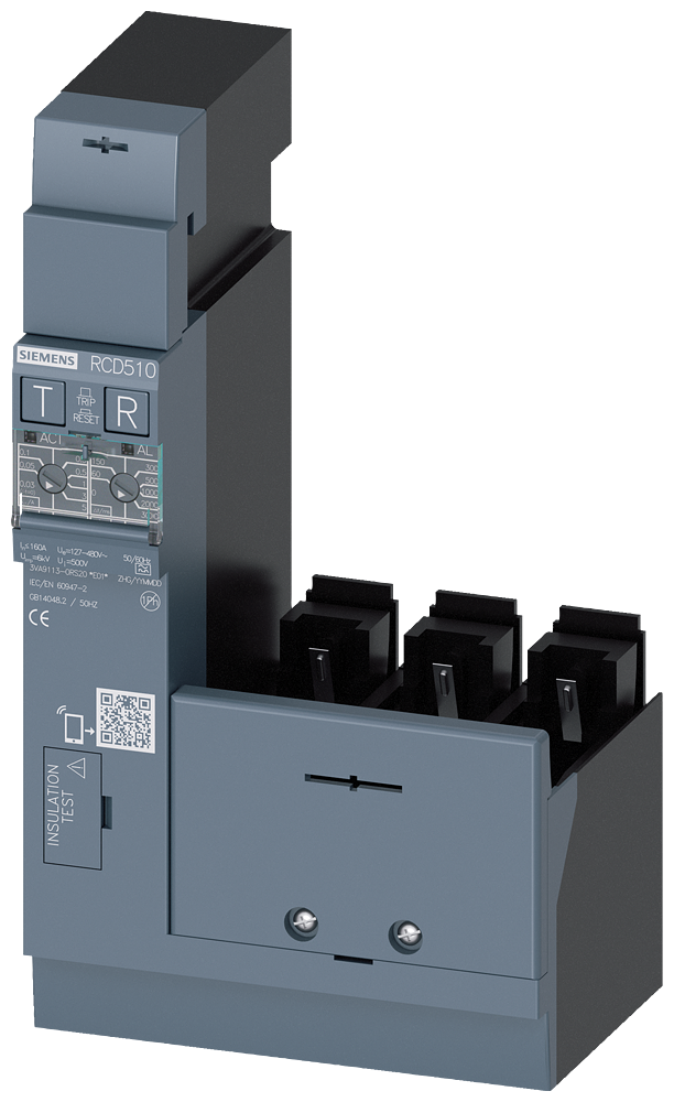 [Imagem UNIDADE DE CORRENTE RESIDUAL RCD510 BASIC RCD TIPO A MONTADA EMBAIXO 3VA91130RS20 SIEMENS]
