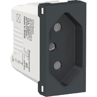 [Imagem MÓDULO TOMADA 2P+T 10A GRAFITE ORION S70202194 SCHNEIDER]