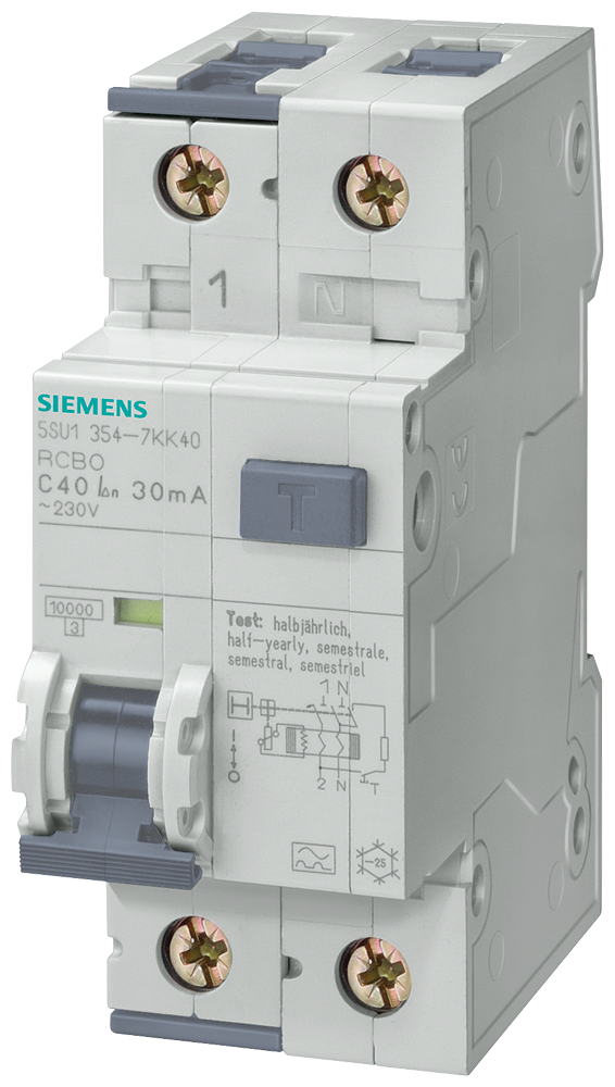 DISJUNTOR DIFERENCIAL/DE POTÊNCIA 10 KA 1P+N TIPO F SUPER-RESISTENTE K 3 5SU13543KK10 SIEMENS