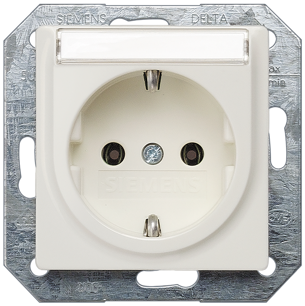 TOMADA SCHUKO COM CAMPO DE INSCRIÇÃO BRANCO TITÂNIO 5UB1515 SIEMENS