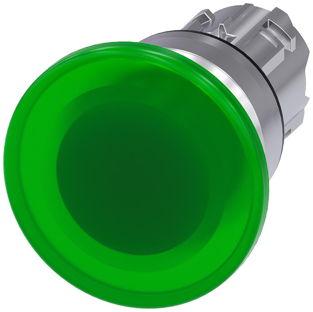 BOTÃO LUMINOSO EM FORMA DE COGUMELO 22 MM REDONDO METAL DE ALTO BRILHO V 3SU10511BD400AA0-ZY19 SIEMENS