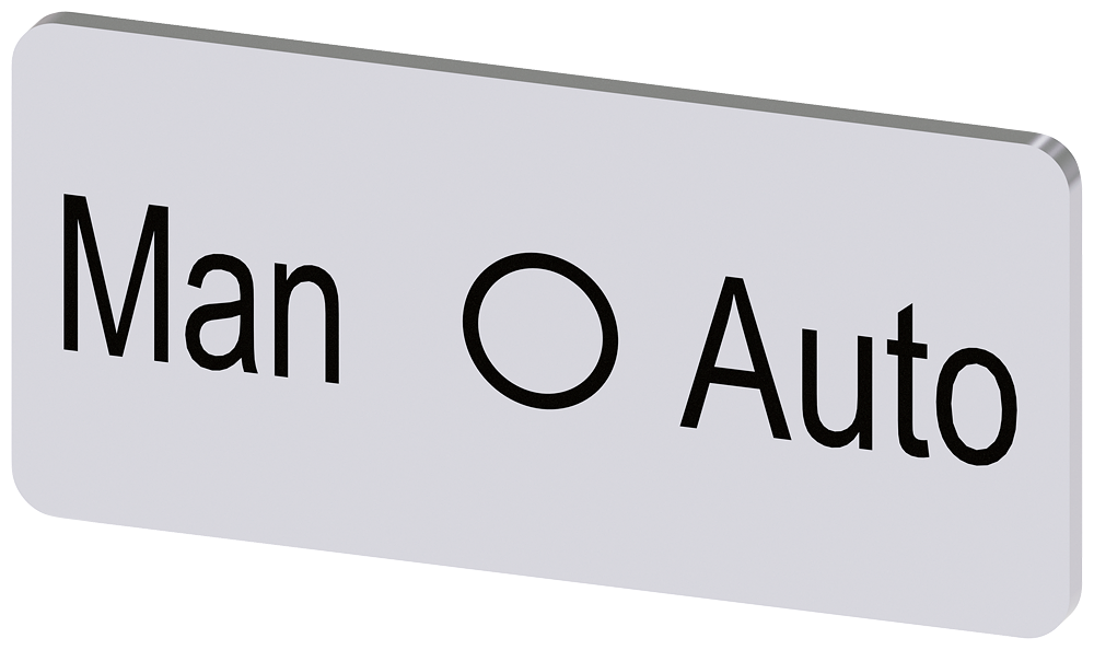 [Imagem do produto PLACA DE IDENTIFICAÇÃO 12,5X27MM, PLACA PRATA, INSCRIÇÃO: MAN-O-AUTO 3SU19000AC810DY0 SIEMENS]