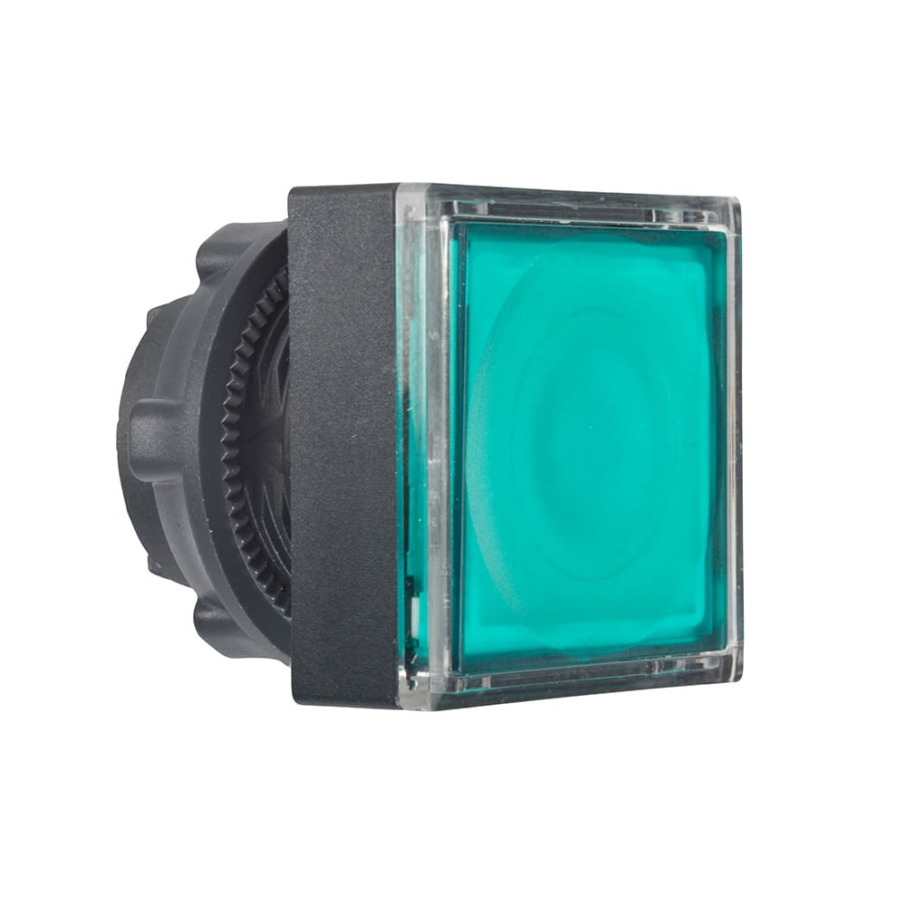 [Imagem CABEÇOTE PARA BOTÃO LUMINOSO MODULAR Ø22MM PLÁSTICO, QUADRADO, PARA LED INTEGRAL, VERDE ZB5CW333 SCHNEIDER]