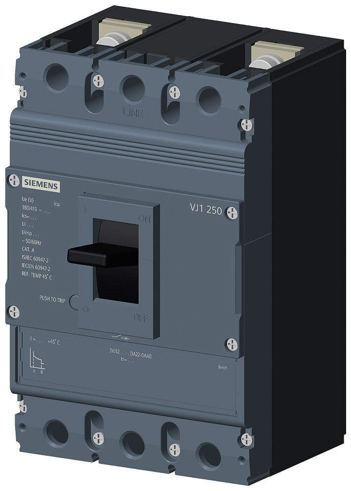 [Imagem DISJUNTOR BIPOLAR 160A 36KA 380V FIXO/FIXO 3VJ12 3VJ12165DA220AA0 SIEMENS]