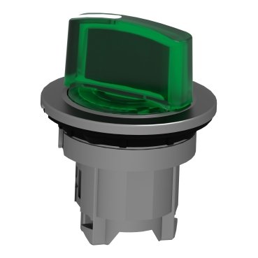 [Imagem CABEÇOTE PARA CHAVE SELETORA LUMINOSA FACEADA Ø30MM METÁLICO 2 POSIÇÕES FIXAS VERDE ZB4FK1233 SCHNEIDER]