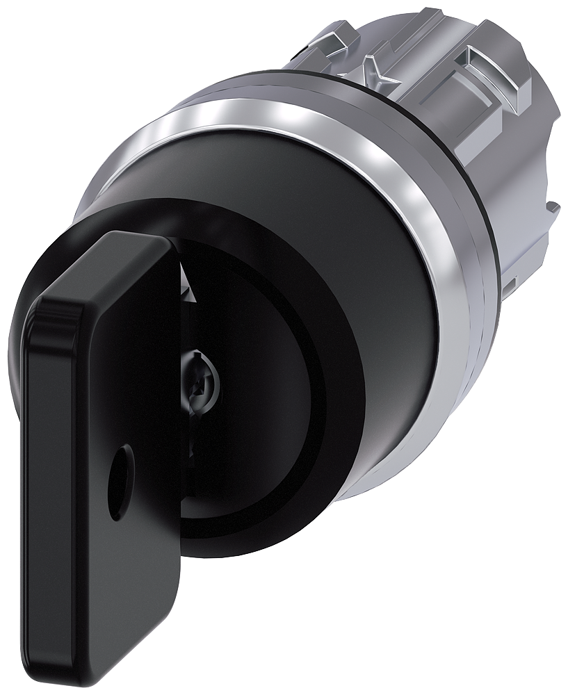 [Imagem COMUTADOR FRONTAL 2 CHAVE 3 POSIÇÕES PRETO 3SU10504HL110AA0 SIEMENS]