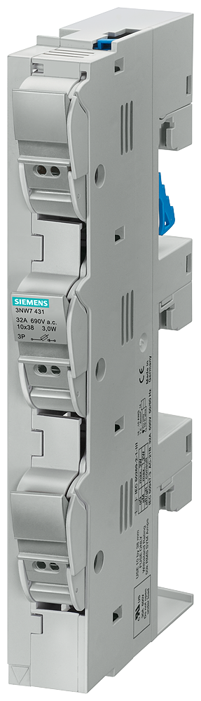 SUPORTE DE FUSÍVEL CILÍNDRICO 10X38 MM 3 POLOS IN: 32 A UN CA: 6 3NW7431 SIEMENS