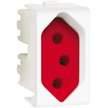 [Imagem MODULO TOMADA 2P+T 20A 250V FUNDO VERMELHO 1M BR DECOR PRM04741 SCHNEIDER]