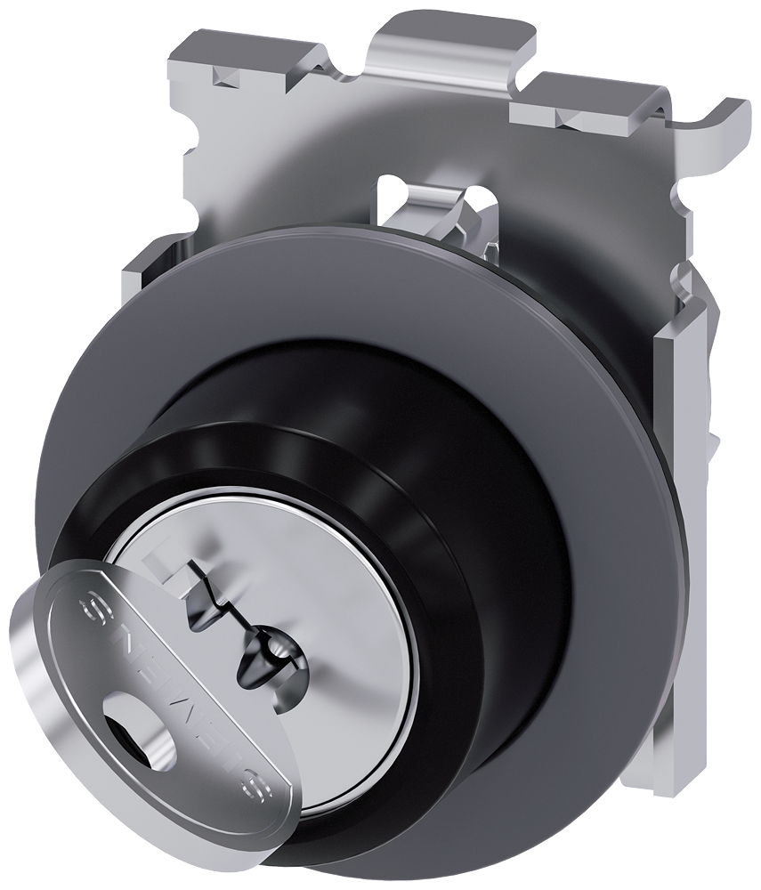 [Imagem do produto INTERRUPTOR DE CHAVE RONIS, 30MM, REDONDO, METAL, FOSCO, RETIRADA DA CHAVE O 3SU10604LF010AA0 SIEMENS]