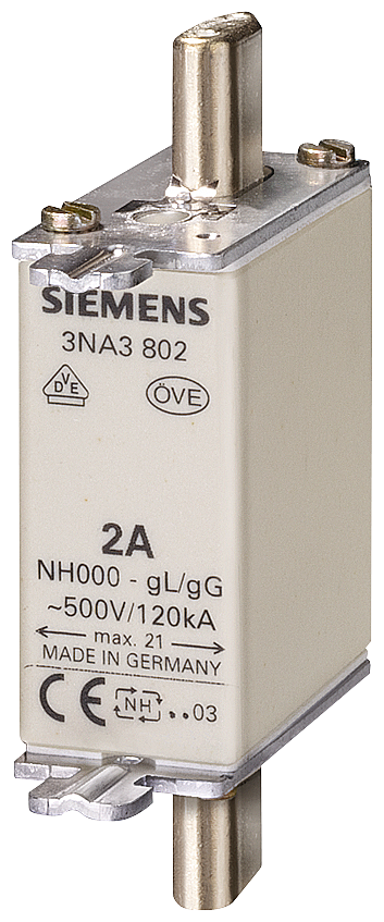 [Imagem FUSÍVEL NH T.000 6A 500VCA 3NA3801 SIEMENS]
