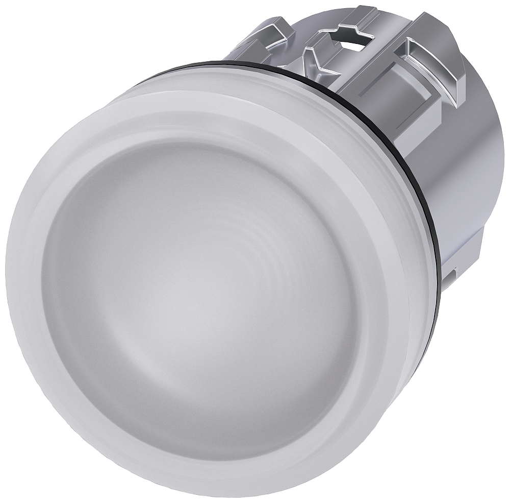 INDICADOR LUMINOSO 22 MM REDONDO METAL DE ALTO BRILHO BRANCO LENTE PLA 3SU10516AA600AA0-ZY15 SIEMENS