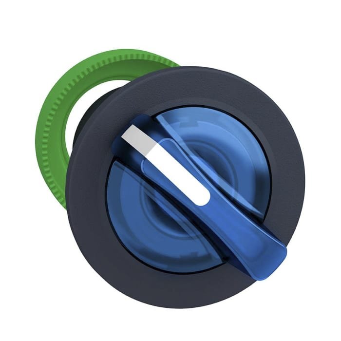 [Imagem CABEÇOTE PARA CHAVE SELETORA LUMINOSA FACEADA Ø30MM PLÁSTICO 3 POSIÇÕES RETORNO POR MOLA AZUL ZB5FK1763 SCHNEIDER]