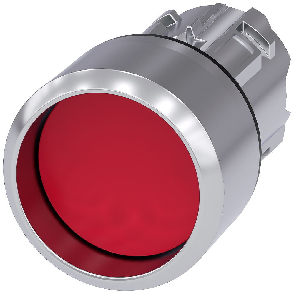 BOTÃO 22 MM REDONDO METAL DE ALTO BRILHO VERMELHO ANEL FRONTAL ALTO T 3SU10500CB200AA0-ZY15 SIEMENS