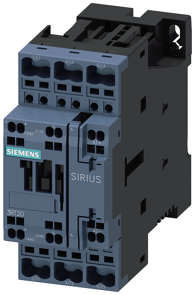 CONTATOR AC-3E 38 A/18,5 KW/400V 3 POLOS DC24V 1NA+1NF BORNE DE MOLA 3RT20282BB40-ZX95 SIEMENS