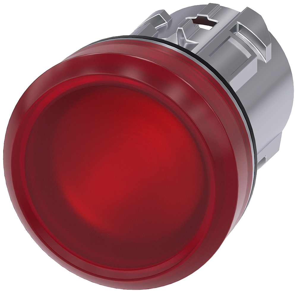 [Imagem SINALIZADOR LUMINOSO, 22MM, REDONDO, METAL, ALTO BRILHO, VERMELHO, LENTE, PLANO 3SU10516AA200AA0 SIEMENS]