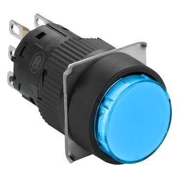 [Imagem BOTÃO LUMINOSO Ø16MM PLÁSTICO RETORNO POR MOLA REDONDO AZUL 1NAF 24VCC XB6EAW6B1P SCHNEIDER]