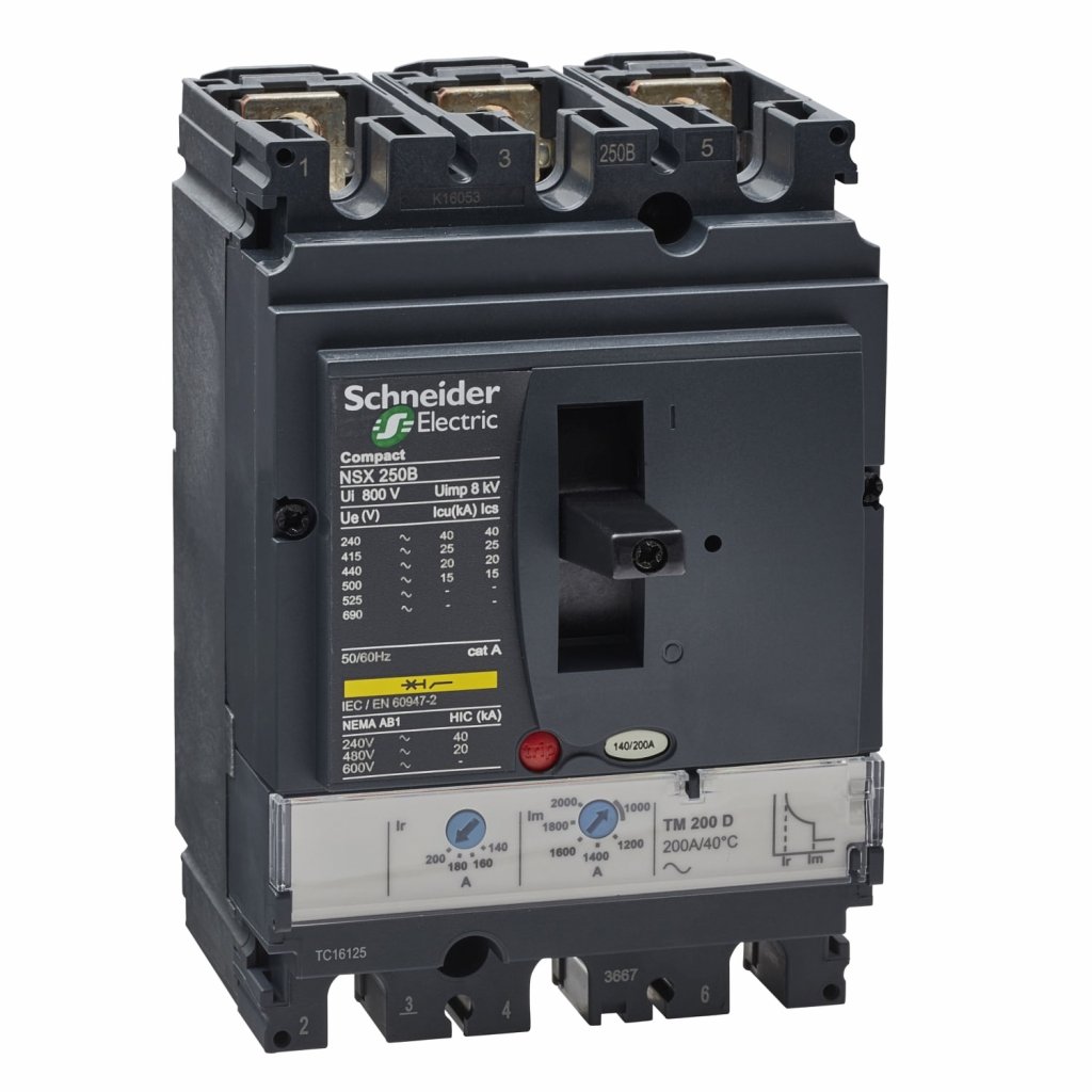 [Imagem DISJUNTOR CAIXA MOLDADA COMPACT NSX250B MICROLOGIC 2.2 A 200 A 3 POLES 3D LV431111 SCHNEIDER]