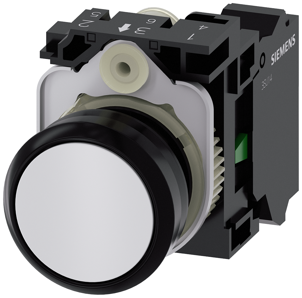 BOTÃO 22 MM REDONDO PLÁSTICO BRANCO BOTÃO DE PRESSÃO PLANO R 3SU11000AB603BA0-ZY10 SIEMENS