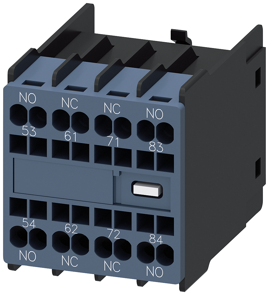 [Imagem INTERRUPTOR AUXILIAR 2NA+2NF, PASSAGENS DE CORRENTE: 1NA, 1NF, 1NF, 1NA 3RH29112XA220MA0 SIEMENS]