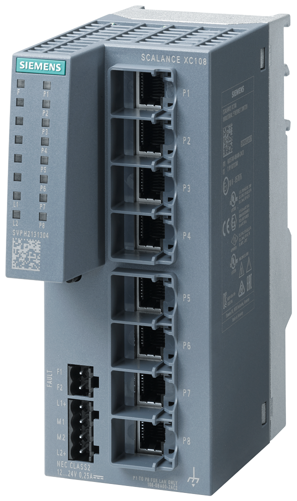 [Imagem SWITCH IE NÃO GERENCIADO 8 PORTAS RJ45 SCALANCE XC108 6GK51080BA002AC2 SIEMENS]