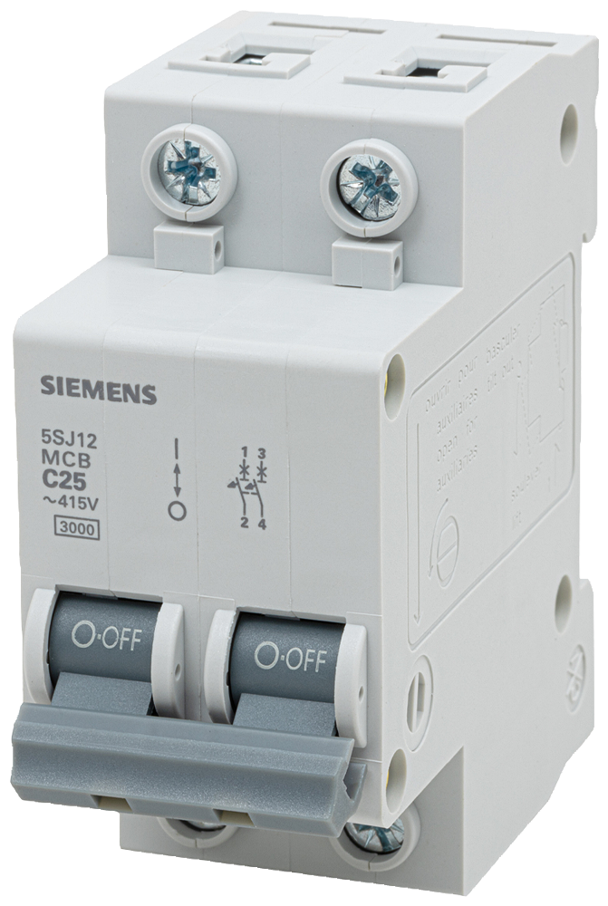 [Imagem DISJUNTOR MINI BIPOLAR 25A 220/380V CURVA C 3KA 5SJ12257MB SIEMENS]