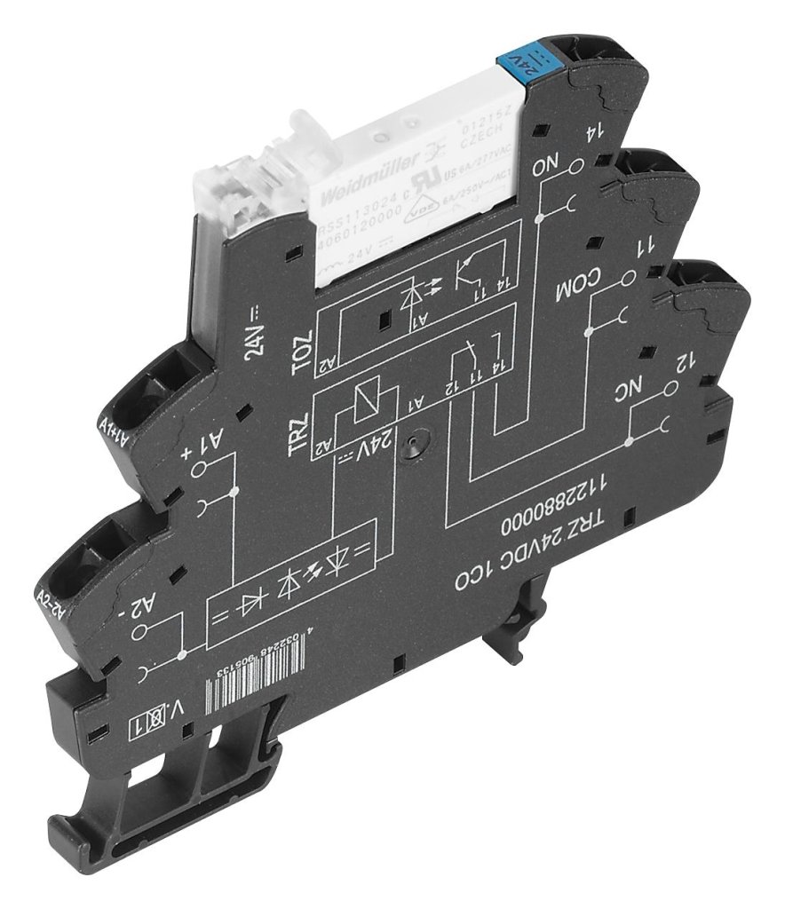 [Imagem do produto ACOPLADOR RELE 1REV 24VCC C/ LED (MOLA) 1122880000 WEIDMULLER]