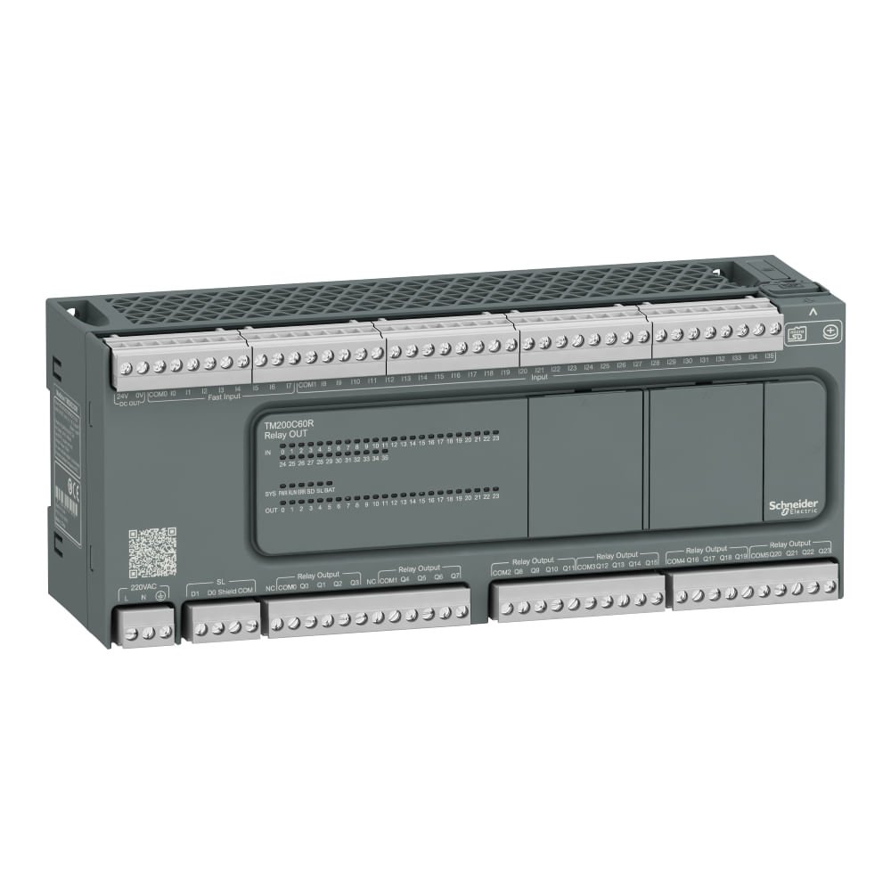 [Imagem CONTROLADOR LOGICO PROGRAMÁVEL MODICON M200, 16 E/S, SAÍDA A RELE. TM200C60R SCHNEIDER]
