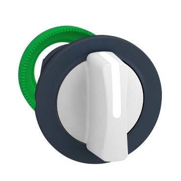 [Imagem CABEÇOTE PARA CHAVE SELETORA FACEADA Ø30MM PLÁSTICO 3 POSIÇÕES FIXAS MANOPLA CURTA BRANCO ZB5FD301 SCHNEIDER]