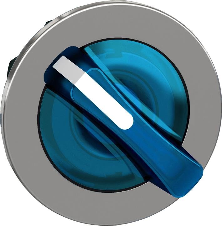 [Imagem CABEÇOTE PARA CHAVE SELETORA LUMINOSA FACEADA Ø30MM METÁLICO 2 POSIÇÕES RETORNO POR MOLA AZUL ZB4FK1463 SCHNEIDER]