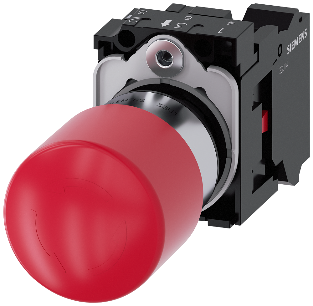 BOTÃO COGUMELO DE PARADA DE EMERGÊNCIA 22 MM REDONDO METAL VERMELHO 1NF, 3SU11501GB203CW0 SIEMENS