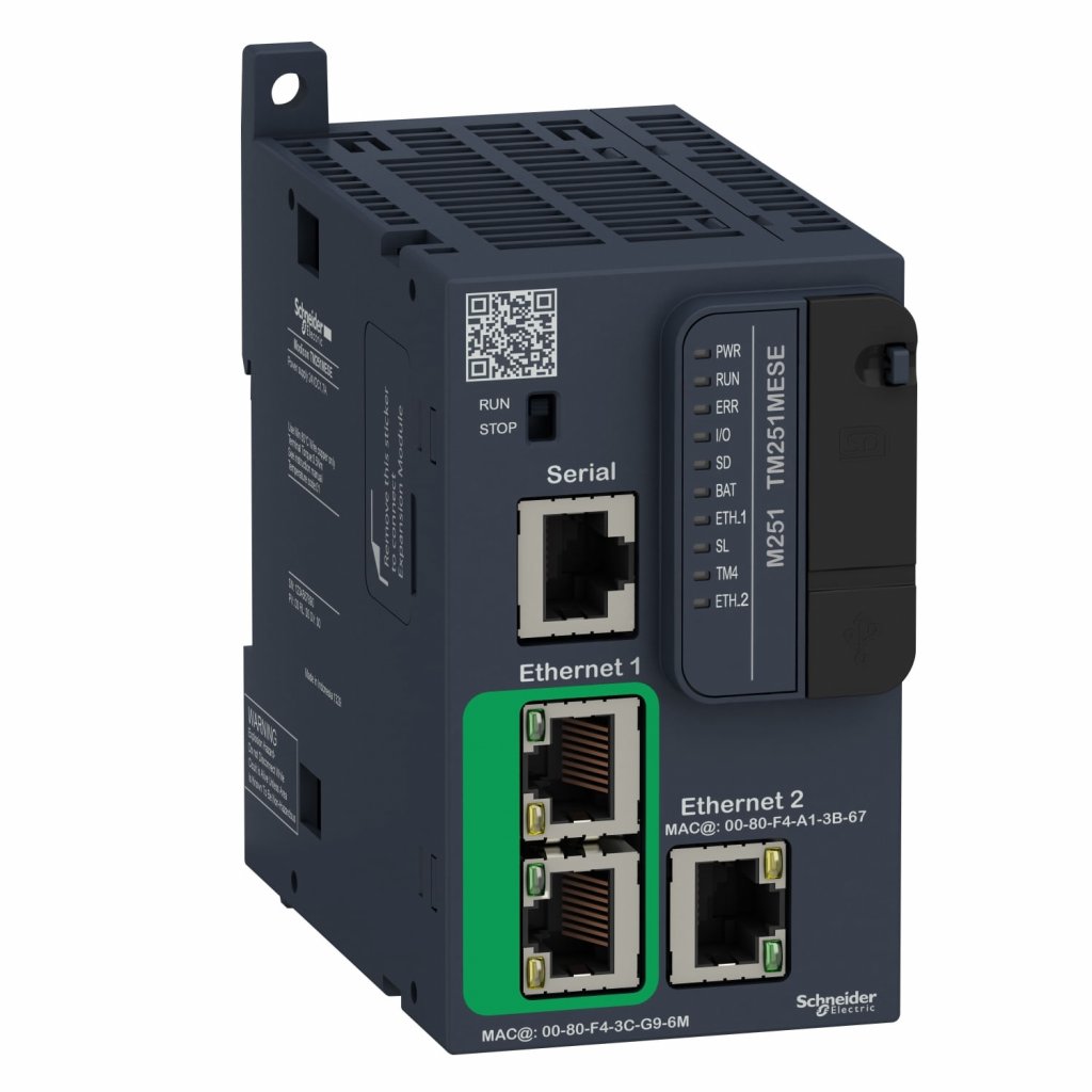 [Imagem CONTROLADOR LÓGICO PROGRAMÁVEL 2X ETHERNET 24VCC IP20 TM251MESE SCHNEIDER]